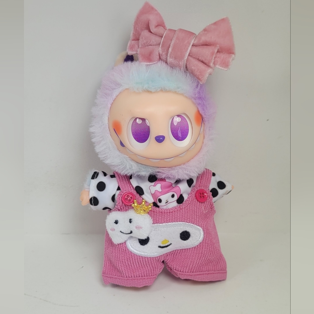 Adorable Pink Coordoroy Outfi With Printed Tee And Head Bow
